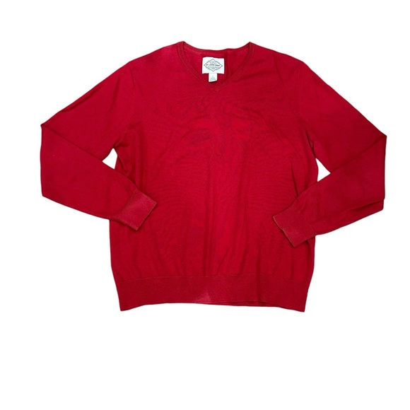Men's St. John’s Bay Large V-Neck Sweater Red Soft Long Sleeve Cotton Cashmere - Picture 3 of 7